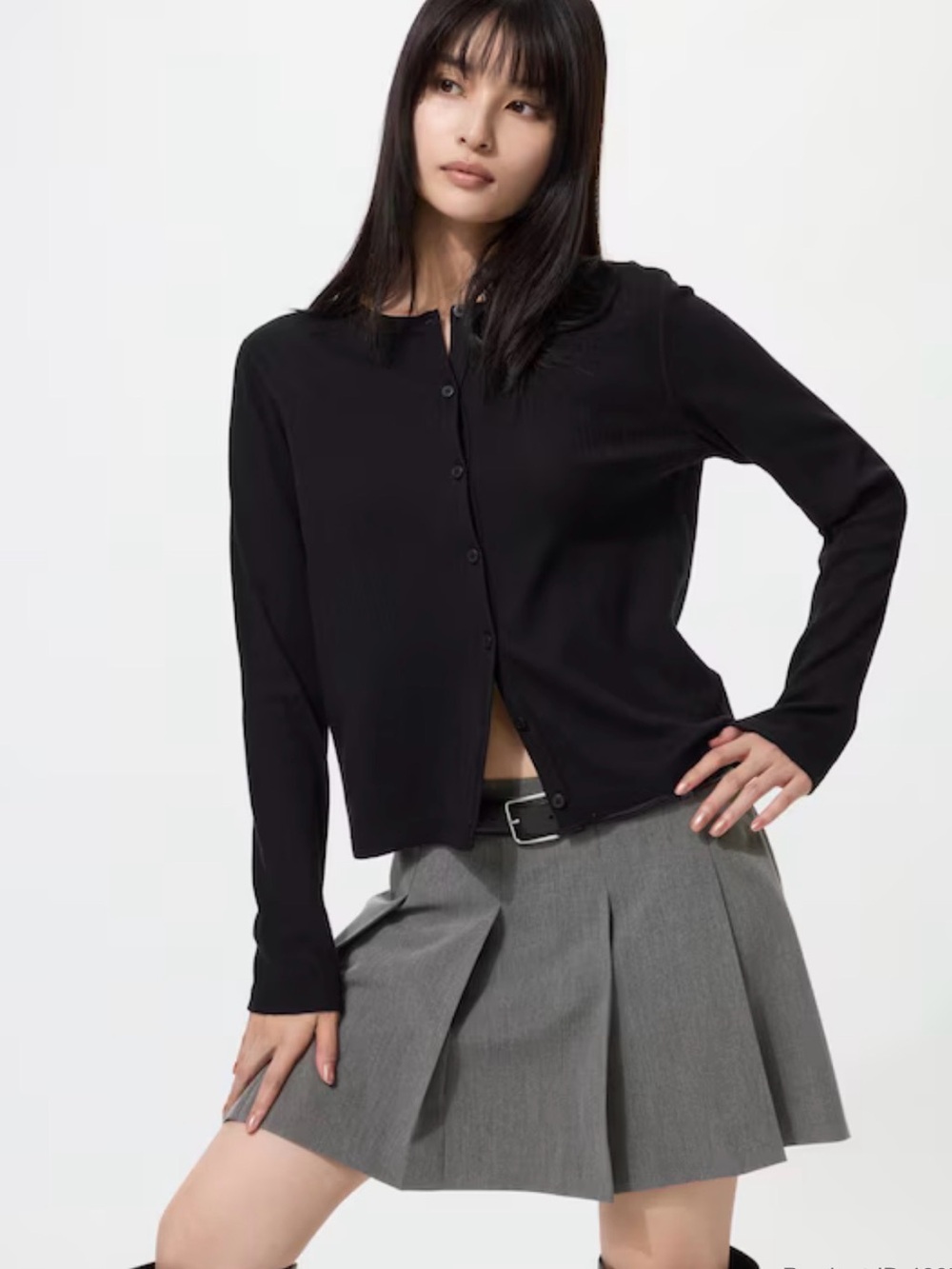 UNIQLO Dark Gray Pleated Mini Skirt Size Medium Skort Preppy Y2K Schoolgirl